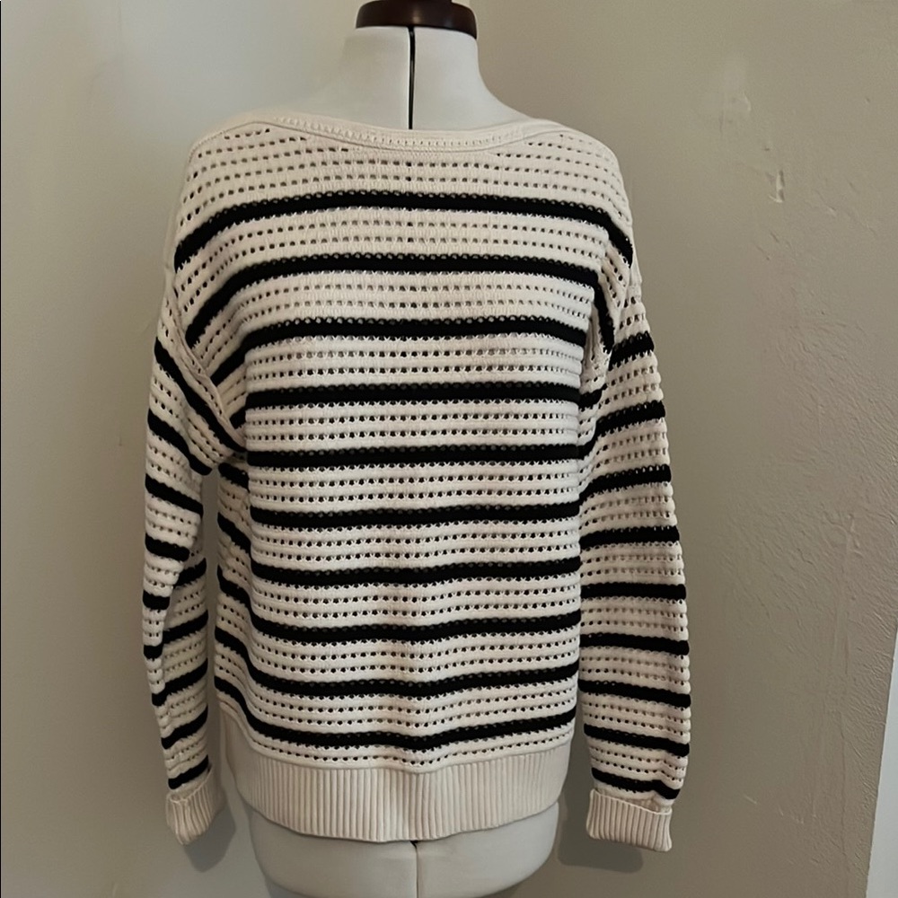 lululemon athletica Black and Cream Striped Sweater